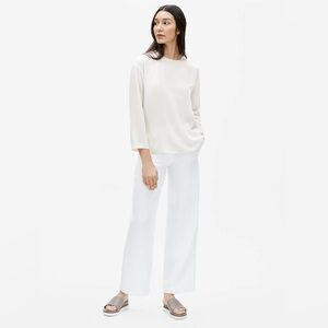 Eileen Fisher Silk Georgette Crepe Round Neck Top
